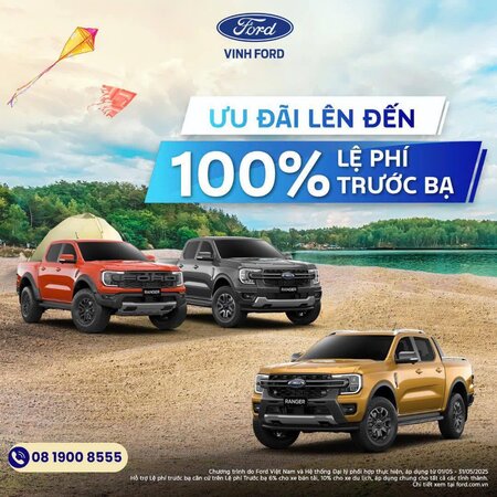 CÙNG VINH FORD "LÁI XE CHẤT – ĐÓN HÈ VUI" VỚI ƯU ĐÃI MIỄN PHÍ TRƯỚC BẠ